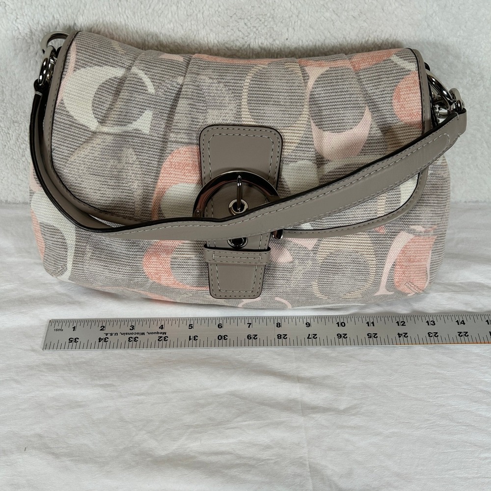 Coach Soho Flap Shoulder Bag Signature C Monogram Canvas Leather Trim F19238 - Picture 14 of 16